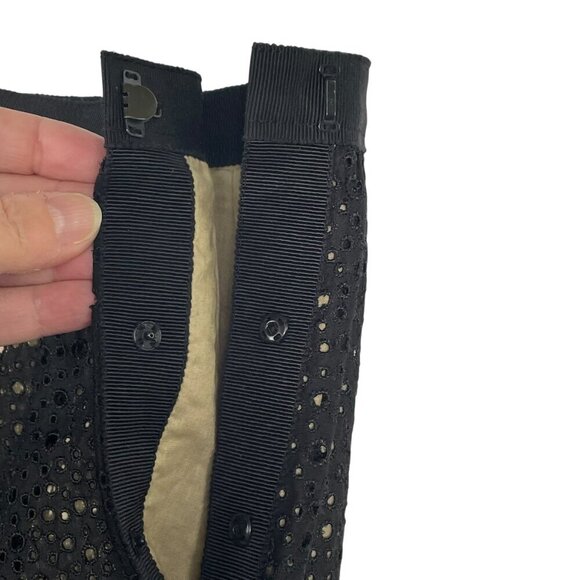 Lida Baday Black Eyelet Overlay Pleated Mini Skirt Size 4 Designer Quiet-Luxury - Picture 6 of 14